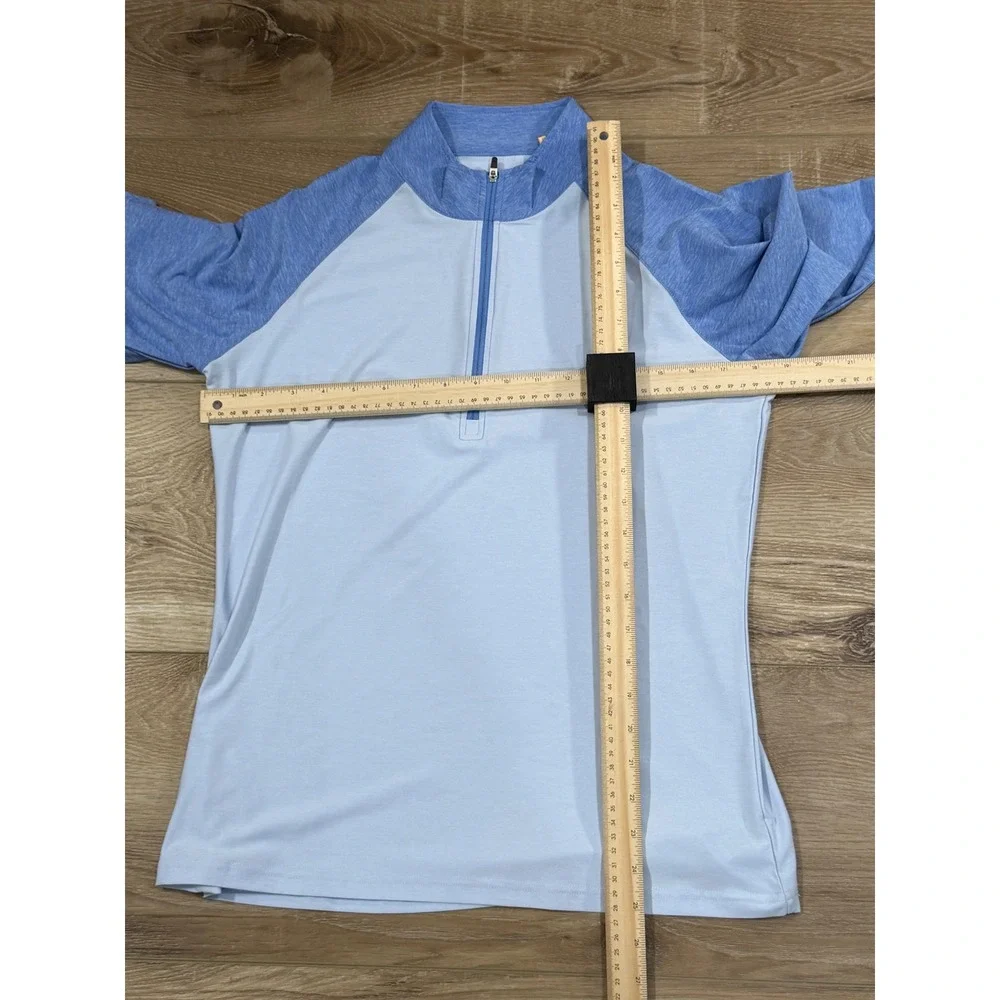 Straight Down Mens Medium Blue 1/4 Zip Performance‎ Pullover UPF 50 Golf Shirt